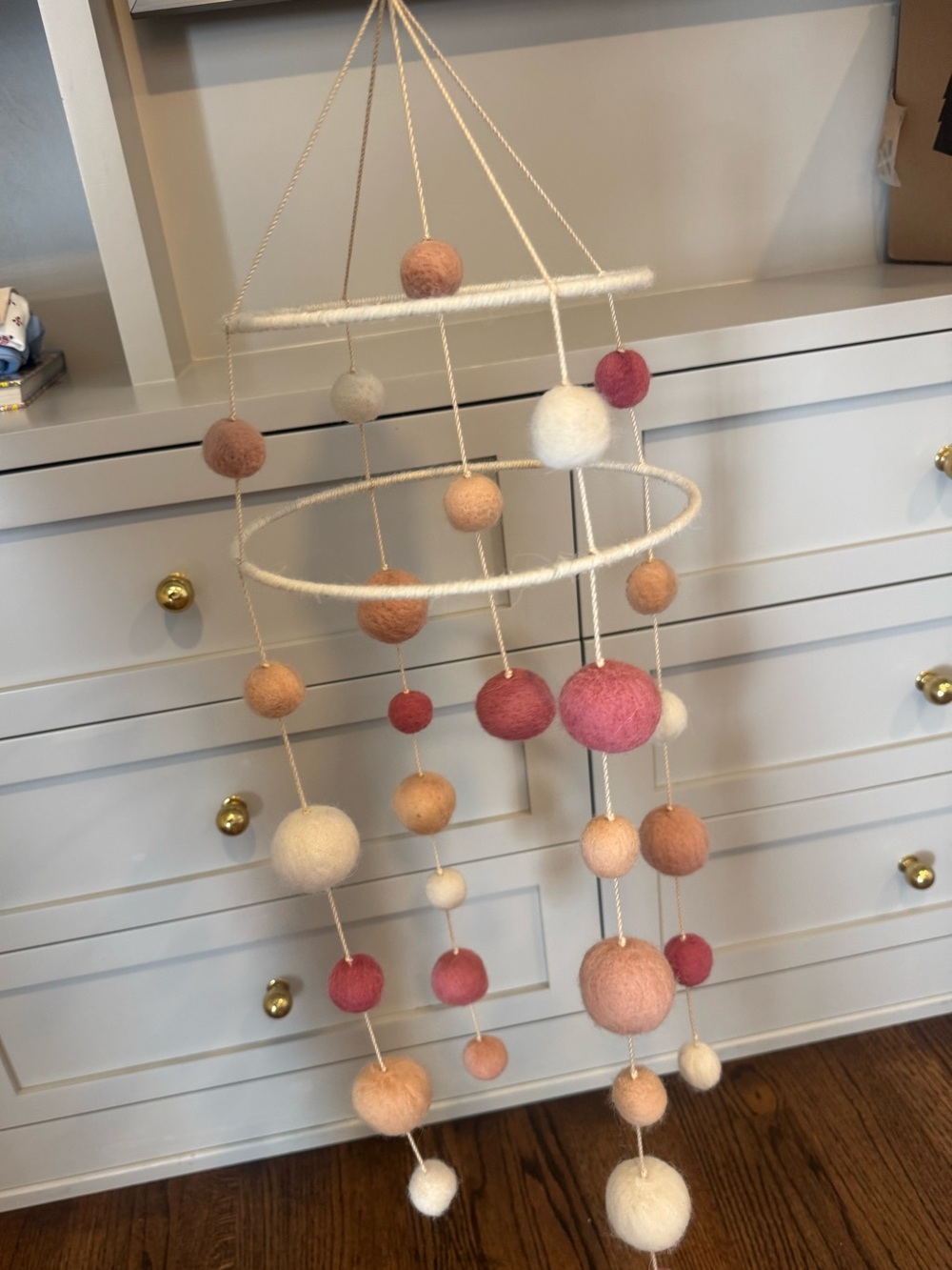 Pehr Pink & Cream Felt Ball Hanging Mobile – Baby Nursery Decor
